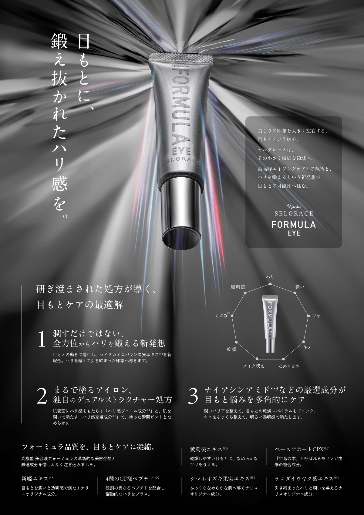 目もとに、鍛え抜かれたハリ感を。