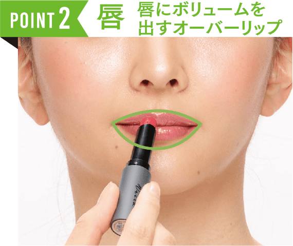 POINT2 唇にボリュームを出すオーバーリップ