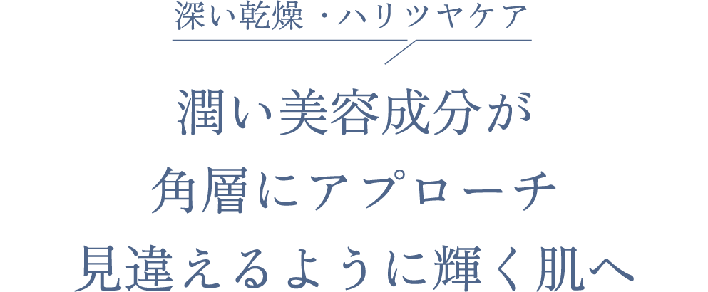 深い乾燥 ・ハリツヤケア 潤い美容成分が角層にアプローチ見違えるように輝く肌へ