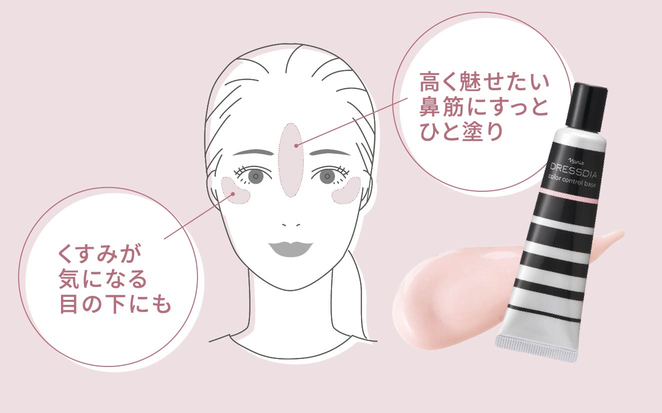 高く魅せたい鼻筋にすっとひと塗り くすみが気になる目の下にも