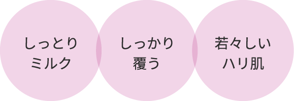 しっとりミルク しっかり覆う 若々しいハリ肌