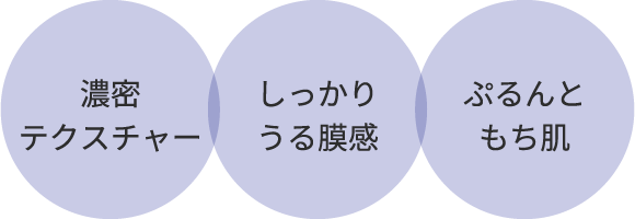 濃密テクスチャー しっかりうる膜感 ぷるんともち肌