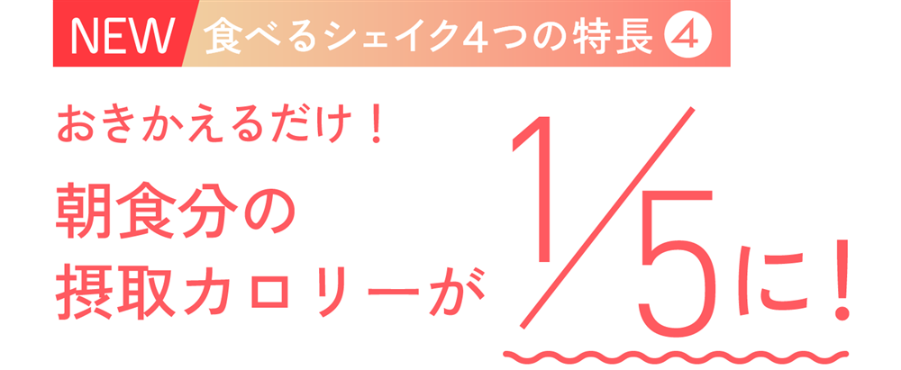 NEW食べるシェイク４つの特長 4 おきかえるだけ！朝食分の摂取カロリーが1/5に！