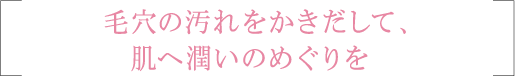 毛穴の汚れをかきだして、肌へ潤いのめぐりを。