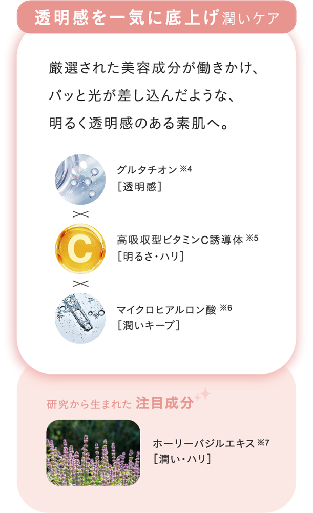 透明感を一気に底上げ潤いケア