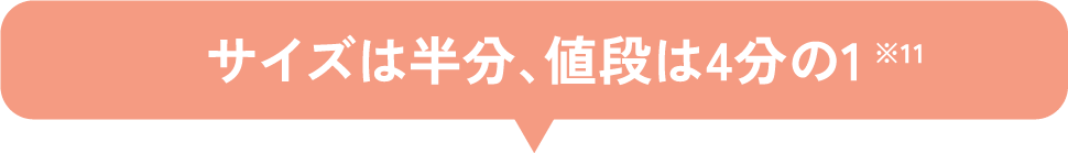サイズは半分、値段は3分の1