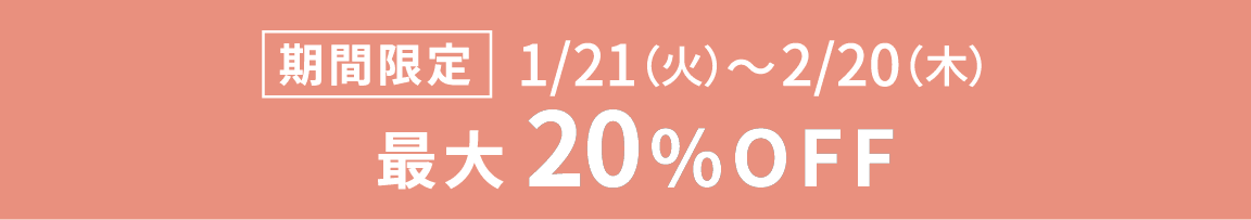期間限定1/21(火)~2/20(木)最大20%OFF