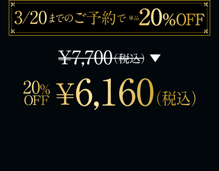 ￥7,700(税込)→20%OFF ￥6,160（税込）