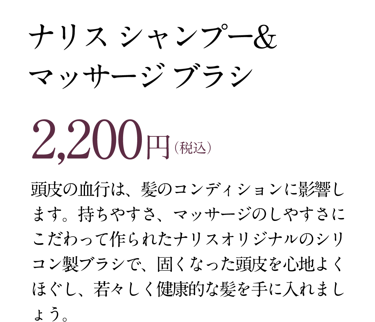 ナリス シャンプー&マッサージブラシ 2,200円（税込）