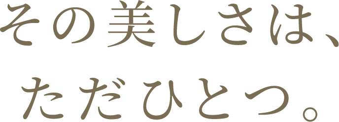 その美しさは、ただひとつ。